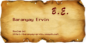 Baranyay Ervin névjegykártya